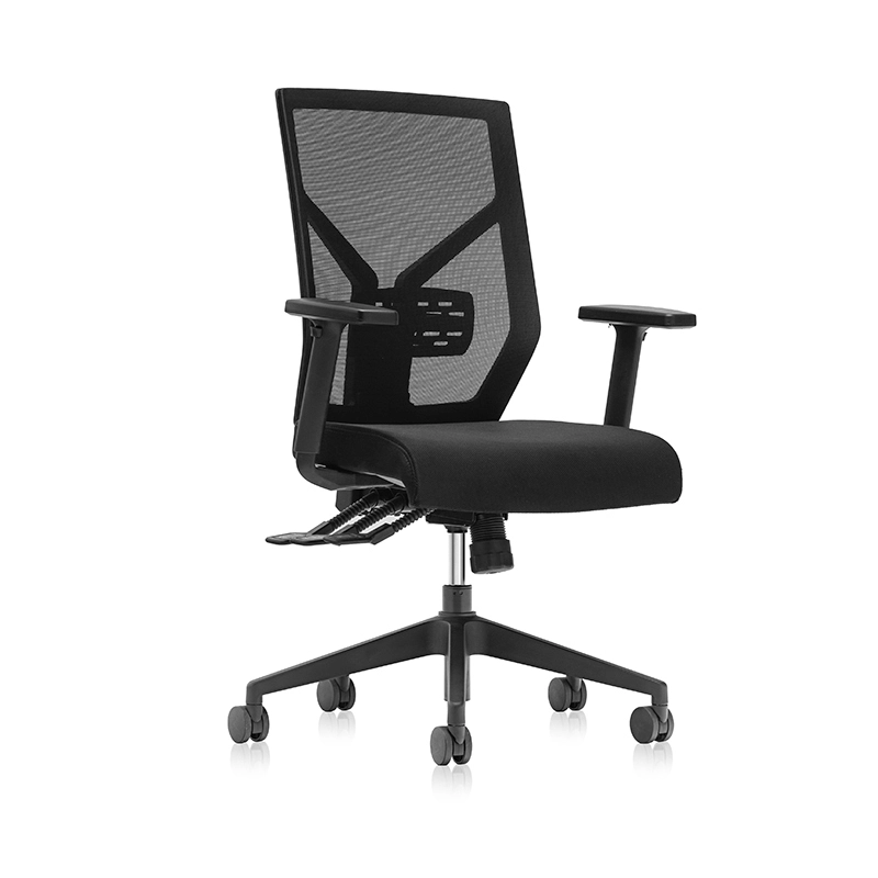 Fauteuil de bureau ergonomique avec dossier et assise en maille noire - T1 kick 